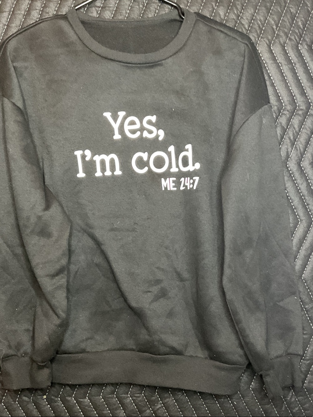 Yes, I'm Cold. Black Graphic Crewneck Sweater